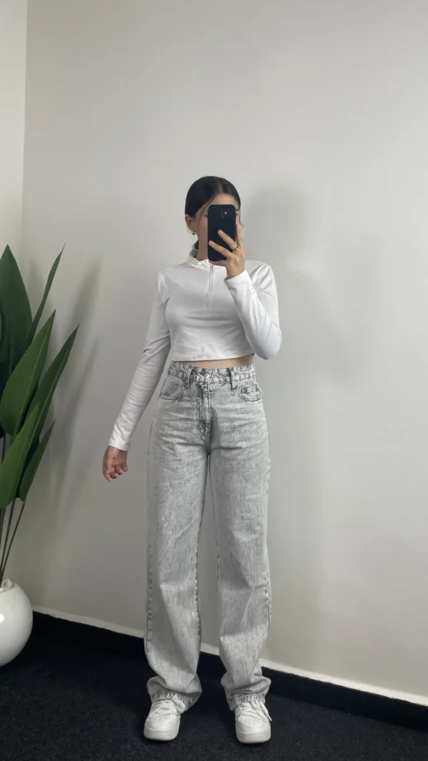 Jeans à taille haute Gris